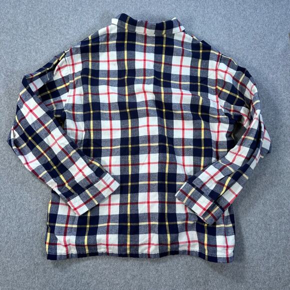 LL Bean Plaid Flannel Pajama Shirt 107923 Men Medium Navy Red Button Front - Picture 6 of 6